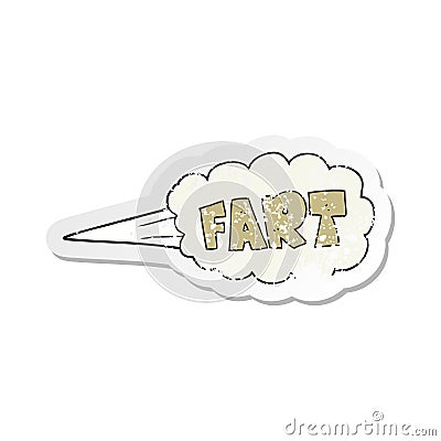 A creative retro distressed sticker of a cartoon fart symbol Vector Illustration