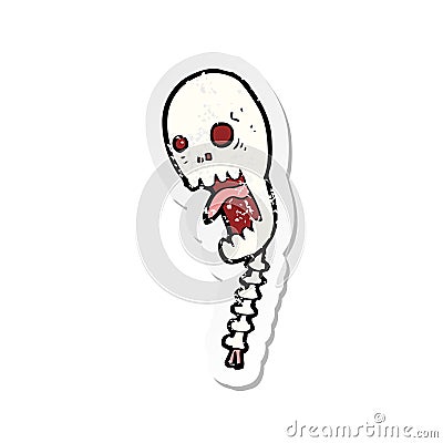 A creative retro distressed sticker of a funny cartoon skull Vector Illustration