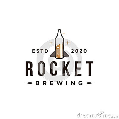 Creative rocket brewing logo, bottle of rocket vector illustration Vector Illustration