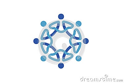 Blue People Group Team Logo Design Illustration Vector Illustration