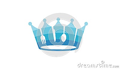 King Crown Blue Food Logo Design Illustration Vector Illustration