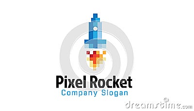Pixel Rocket Logo Design Illustration Vector Illustration
