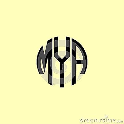 Creative Rounded Initial Letters MYA Logo Vector Illustration