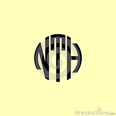Creative Rounded Initial Letters NTH Logo Vector Illustration