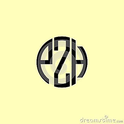 Creative Rounded Initial Letters PZH Logo Vector Illustration