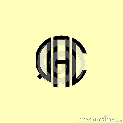 Creative Rounded Initial Letters QAC Logo Vector Illustration