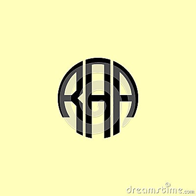 Creative Rounded Initial Letters RAA Logo Vector Illustration