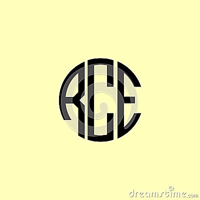 Creative Rounded Initial Letters RCE Logo Vector Illustration