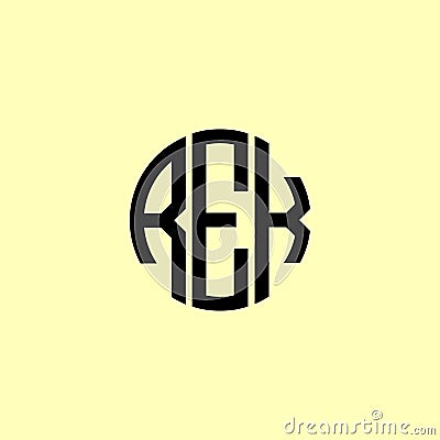 Creative Rounded Initial Letters REK Logo Vector Illustration