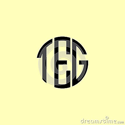Creative Rounded Initial Letters TEG Logo Vector Illustration