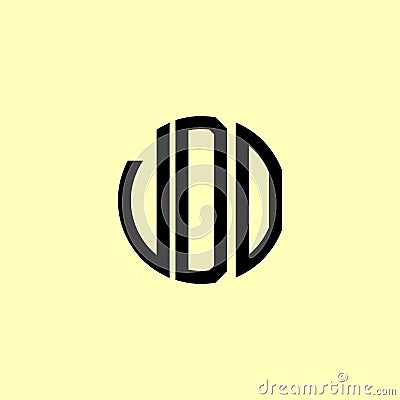 Creative Rounded Initial Letters VDO Logo Vector Illustration