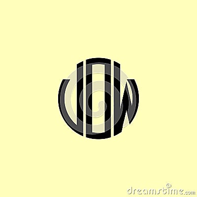 Creative Rounded Initial Letters VOW Logo Vector Illustration