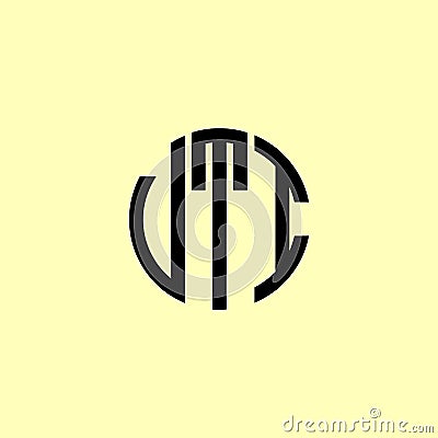 Creative Rounded Initial Letters VTI Logo Vector Illustration
