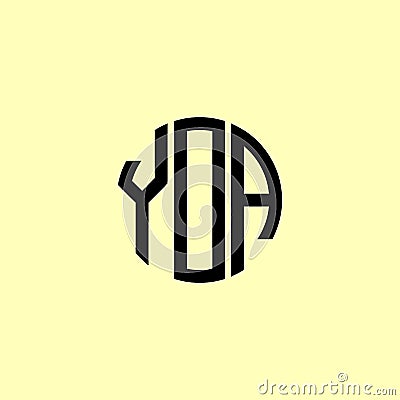 Creative Rounded Initial Letters YOA Logo Vector Illustration