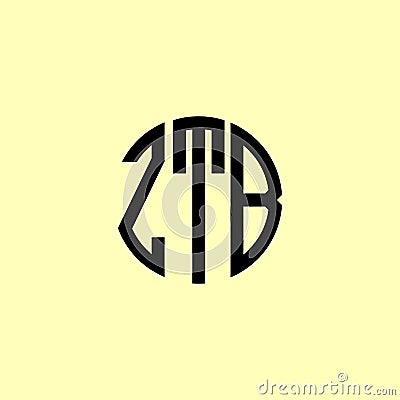 Creative Rounded Initial Letters ZTA Logo Vector Illustration