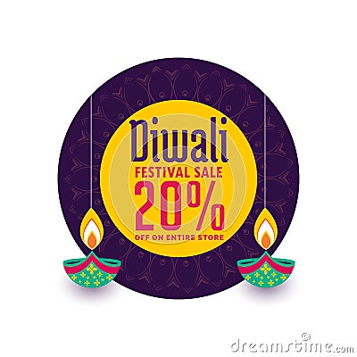 Creative sale banner for diwali festival celebration Vector Illustration