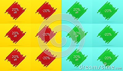 Creative Sale Banner with 20 Off. Offer Vector Illustration