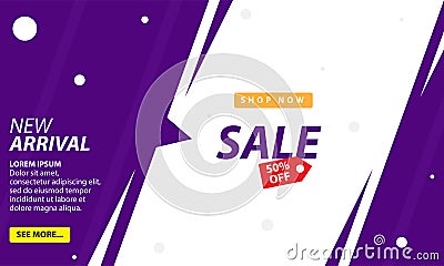 Creative Sale Banner with Purple and White Background Vector Illustration
