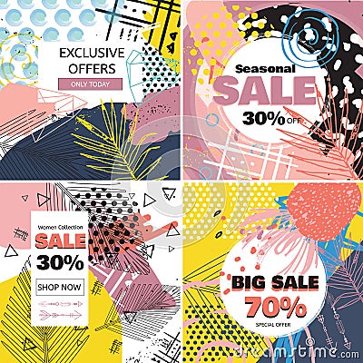 Creative Sale banners with discount offer Vector Illustration