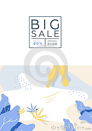 Creative Sale header or banner with discount offer. Art poster. Design for seasonal clearance. Vector Illustration