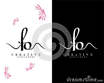 Creative script letter fo, of logo design vector Stock Photo