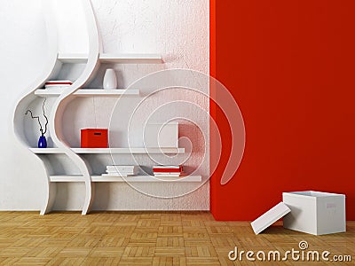 Creative shelves in the room Stock Photo