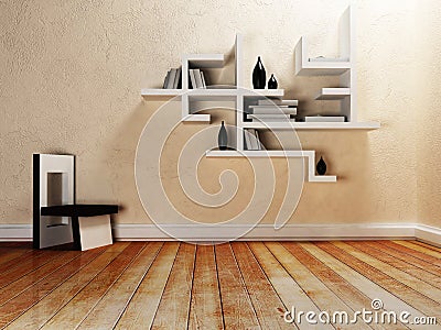 Creative shelves on the wall, Stock Photo
