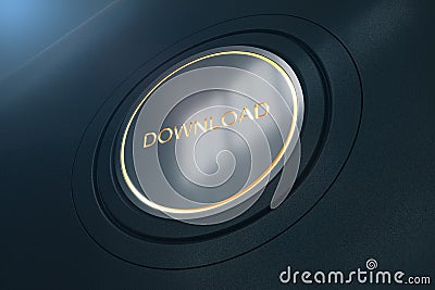 Creative shiny donwload button on background. 3D Rendering Stock Photo