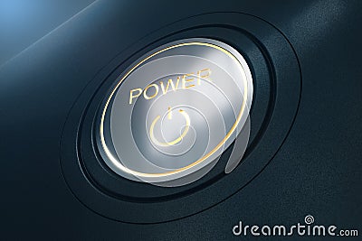 Creative shiny power button on background. 3D Rendering Stock Photo