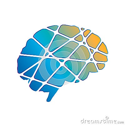 Creative side of human brain, abstract silhouette in trendy colours Vector Illustration