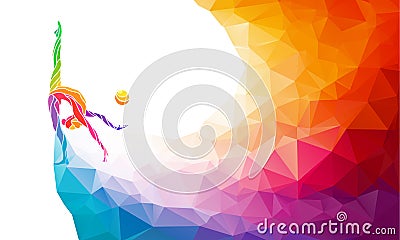 Creative silhouette of gymnastic girl. Art Vector Illustration