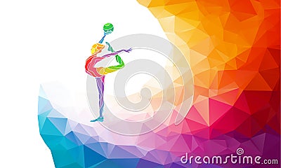 Creative silhouette of gymnastic girl. Art Vector Illustration