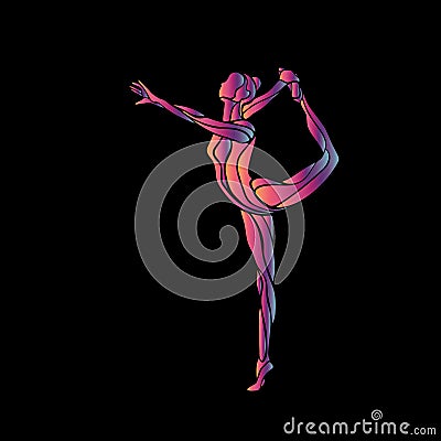 Creative silhouette of gymnastic girl. Art gymnastics Vector Illustration