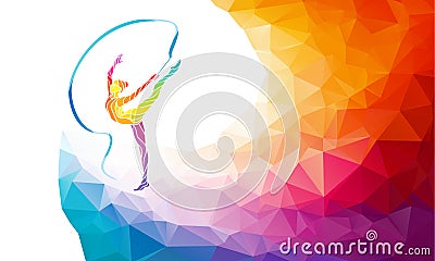 Creative silhouette of gymnastic girl. Art Vector Illustration