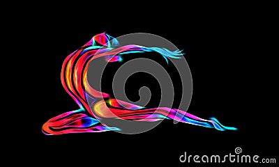 Creative silhouette of gymnastic girl. Art Cartoon Illustration