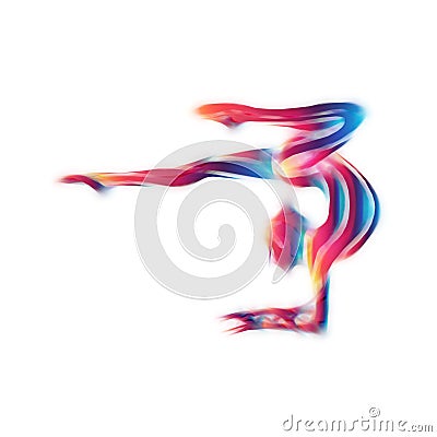 Creative silhouette of gymnastic girl. Art gymnastics Cartoon Illustration