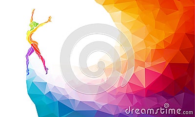 Creative silhouette of gymnastic girl. Fitness Vector Illustration