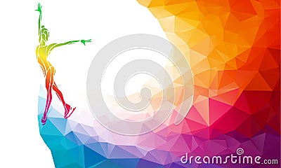 Creative silhouette of ice skating girl on Vector Illustration