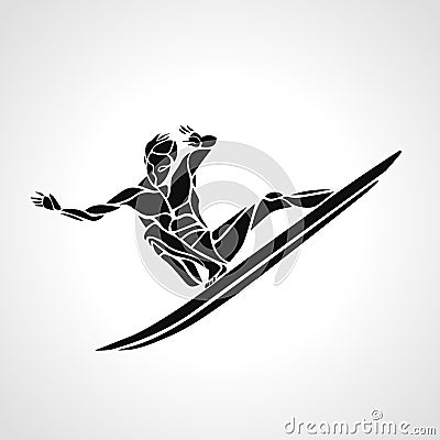 Creative silhouette of surfer Vector Illustration