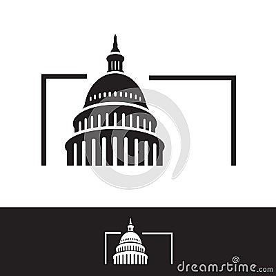 creative simple american capitol building vector logo design Vector Illustration