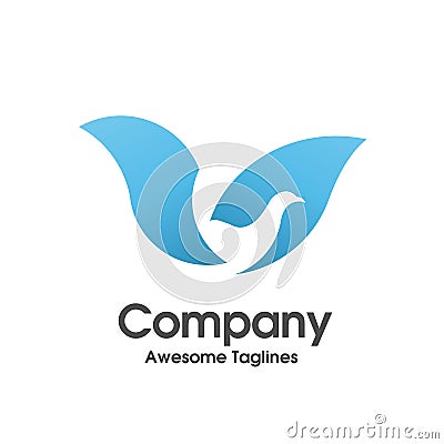 Simple Bird blue color logo template vector Vector Illustration