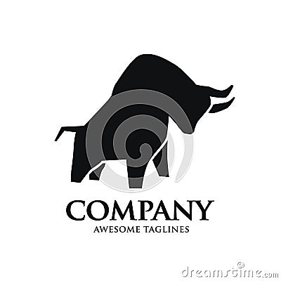 Simple bull strong silhouette logo Vector Illustration