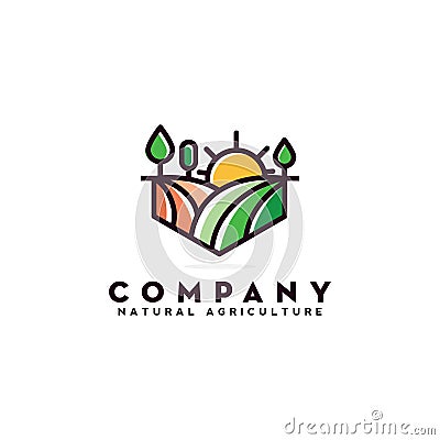 creative simple farm logo design, colorful agriculture logo vector Vector Illustration