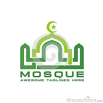 linear mosque illustration logo vector Vector Illustration