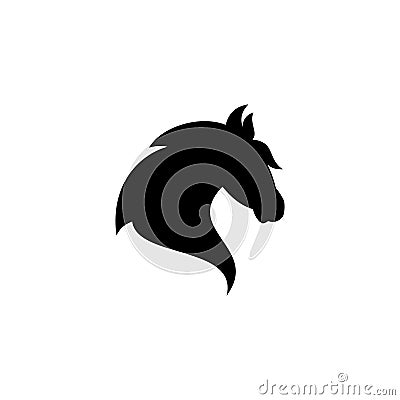 Creative, simple silhouette head horse vector icon on the modern flat style for web Vector Illustration