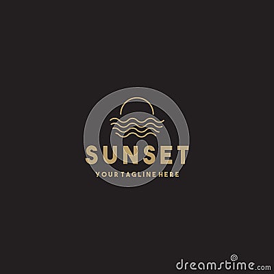 Creative simple sunset logo design Stock Photo