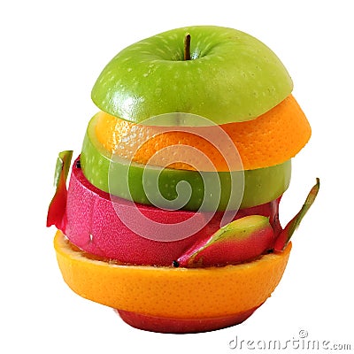 Creative slide compose summer fruit mixed with Stock Photo