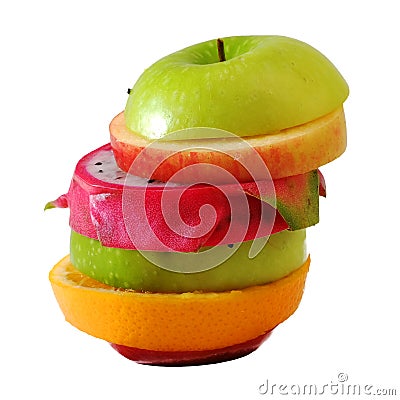 Creative slide compose summer fruit mixed with Stock Photo