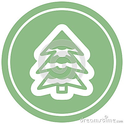 A creative snowy tree circular icon Vector Illustration