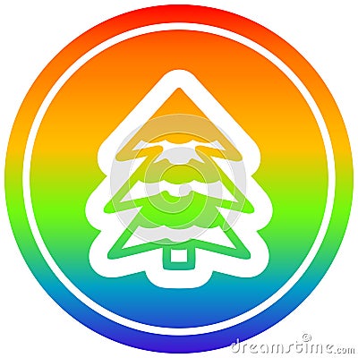 A creative snowy tree circular in rainbow spectrum Vector Illustration